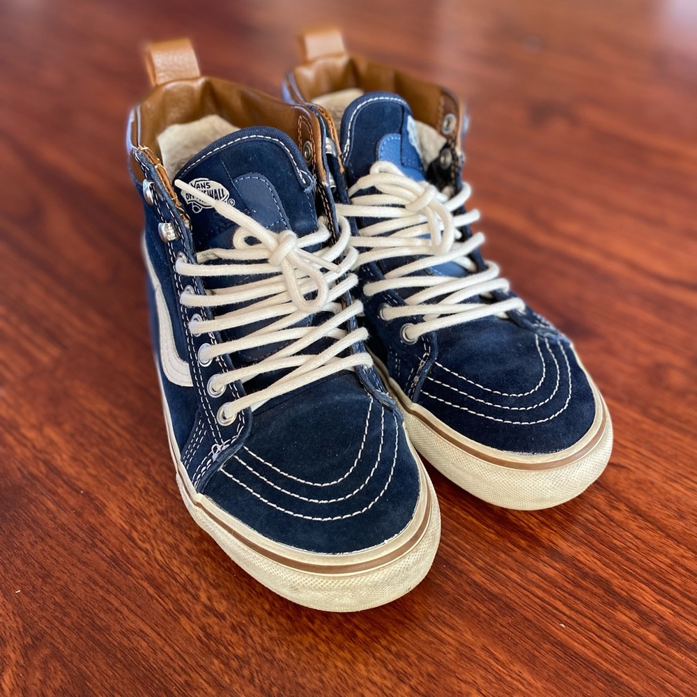 Vans Blue and White High-Top Sneakers